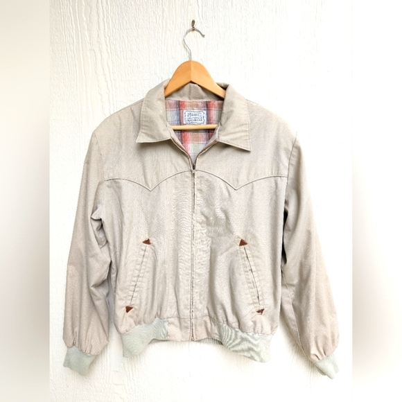 Vintage 60s H Bar C Swing Top Beige Western Jacket Coat Size Mens Large - Picture 1 of 8